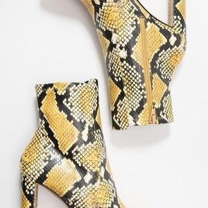 Aldo Yellow and Black Snake Print Ankle Boots